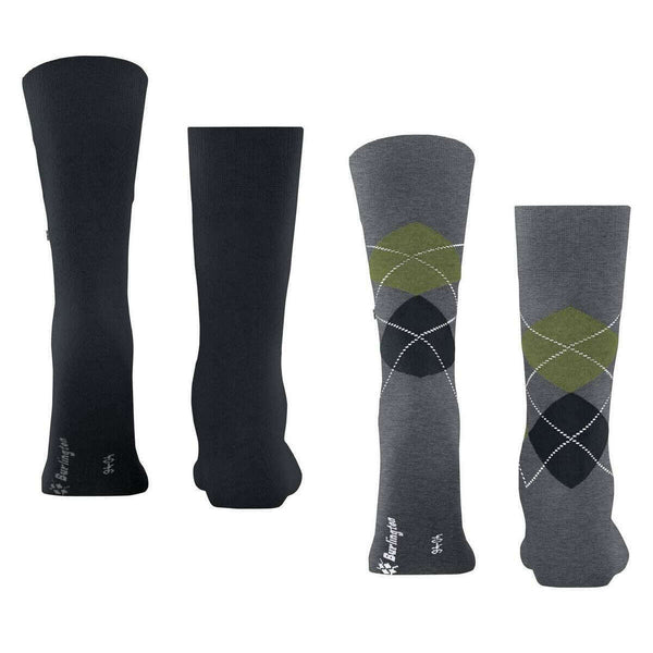 Burlington Grey Everyday Argyle Mix 2 Pack Socks