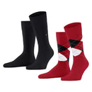 Burlington Red Everyday Argyle Mix 2-Pack Socks