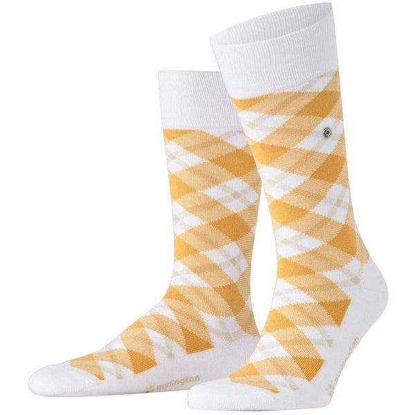 Burlington White Tartan Socks