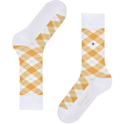 Burlington White Tartan Socks