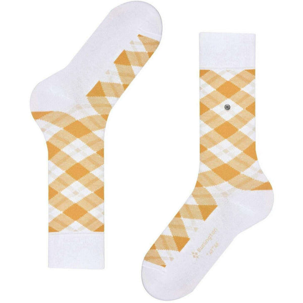 Burlington White Tartan Socks
