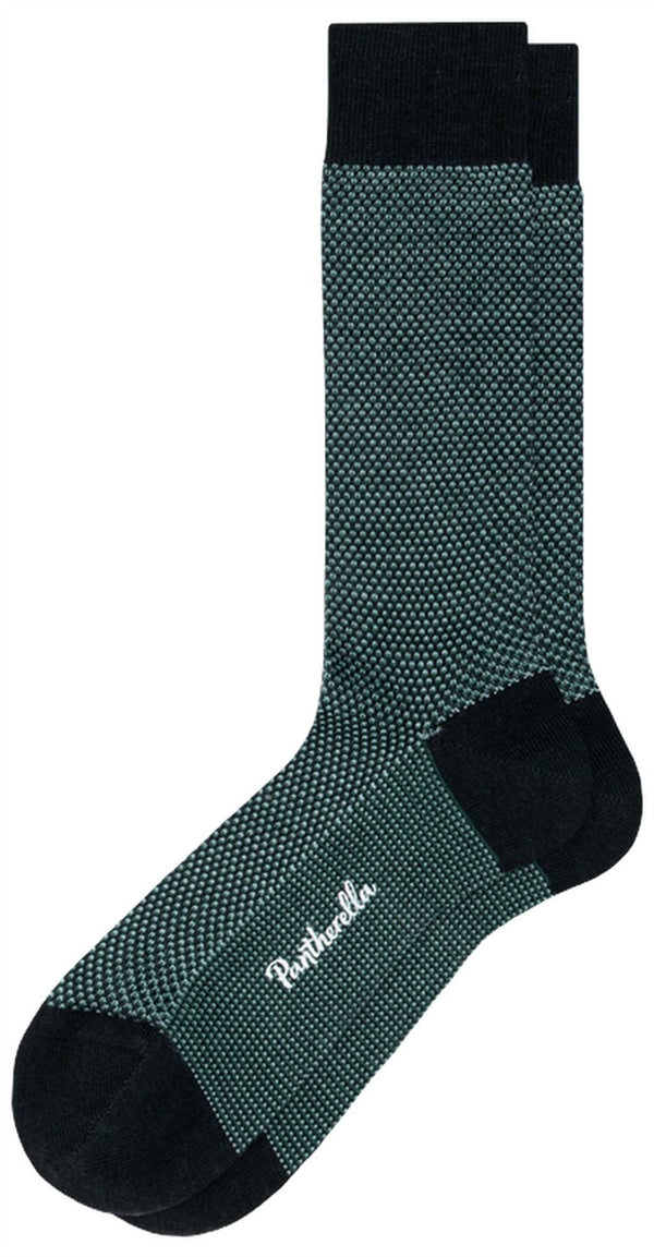 Pantherella Black Blenheim 3-Colour Birdseye Over the Calf Merino Wool Socks