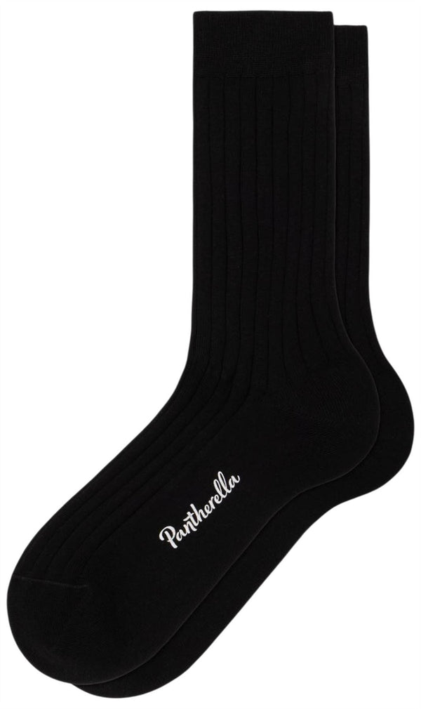 Pantherella Black Jasmine Cotton Lisle Socks