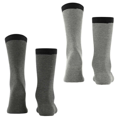 Esprit Black Allover Stripe 2 Pack Socks