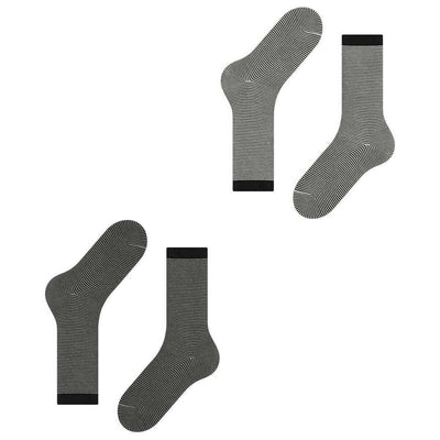 Esprit Black Allover Stripe 2 Pack Socks