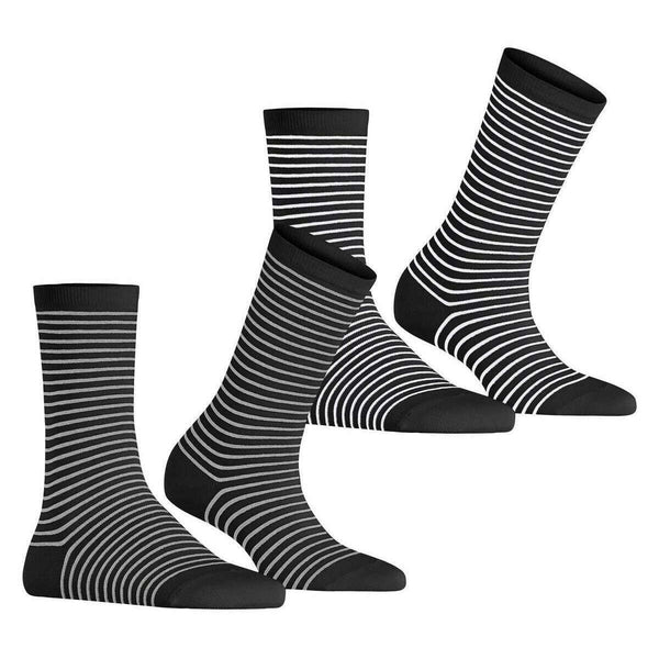 Esprit Black Fine Line 2 Pack Socks