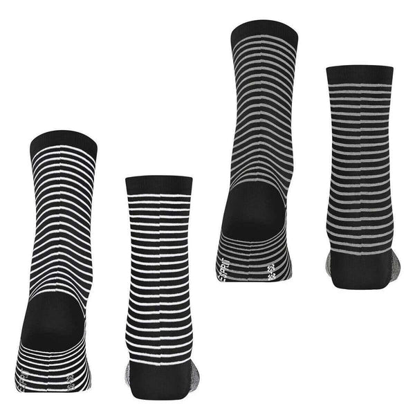 Esprit Black Fine Line 2 Pack Socks