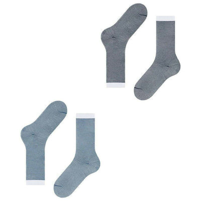 Esprit Blue Allover Stripe 2 Pack Socks