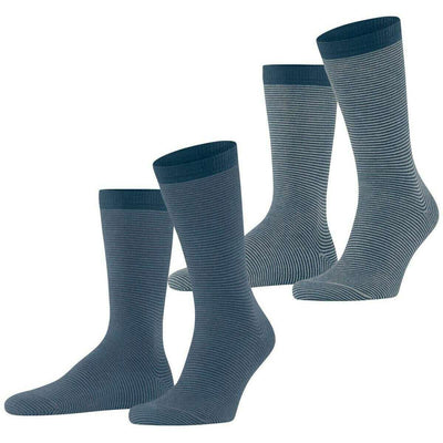 Esprit Blue Allover Stripe 2 Pack Socks
