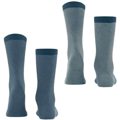Esprit Blue Allover Stripe 2 Pack Socks
