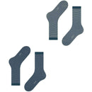 Esprit Blue Allover Stripe 2 Pack Socks
