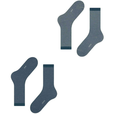 Esprit Blue Allover Stripe 2 Pack Socks