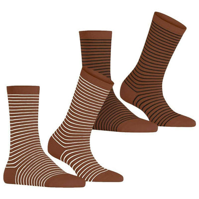 Esprit Brown Fine Line 2 Pack Socks