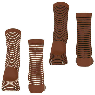 Esprit Brown Fine Line 2 Pack Socks