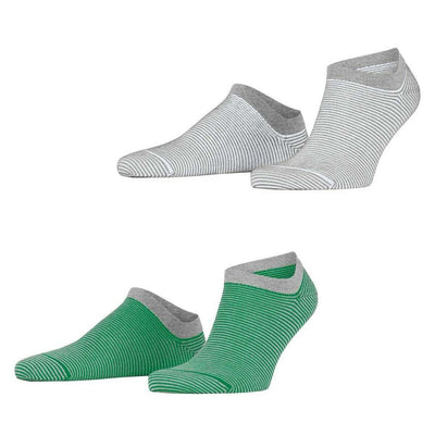 Esprit Green Allover Stripe 2 Pack Sneaker Socks