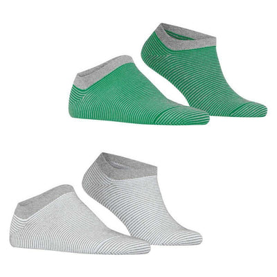 Esprit Green Allover Stripe 2 Pack Sneaker Socks