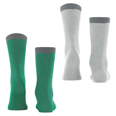 Esprit Green Allover Stripe 2 Pack Socks