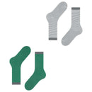 Esprit Green Allover Stripe 2 Pack Socks