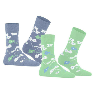 Esprit Green Spring Flowers 2 Pack Socks