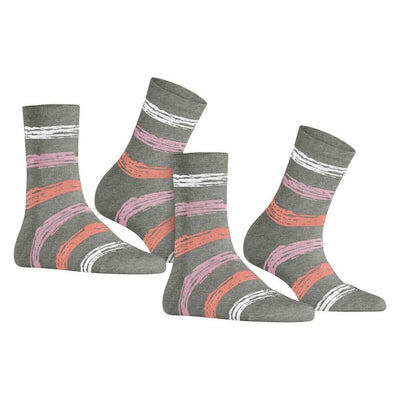 Esprit Grey Brushed Stripes 2-Pack Socks