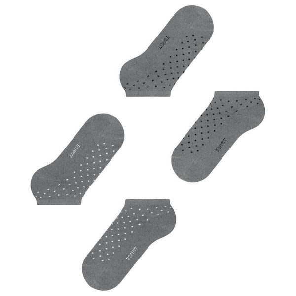Esprit Grey Fine Dot 2 Pack Sneaker Socks