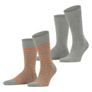 Esprit Grey Fine Stripe 2 Pack Socks