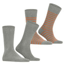 Esprit Grey Fine Stripe 2 Pack Socks