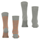 Esprit Grey Fine Stripe 2 Pack Socks