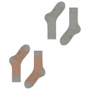 Esprit Grey Fine Stripe 2 Pack Socks