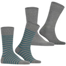 Esprit Grey Fine Stripe 2 Pack Socks
