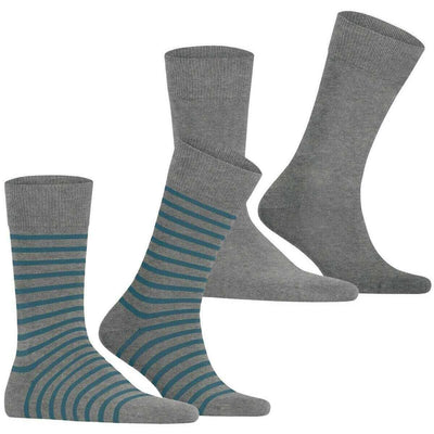 Esprit Grey Fine Stripe 2 Pack Socks
