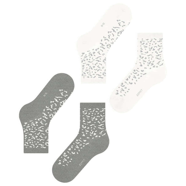 Esprit Grey Fun Pattern 2 Pack Socks