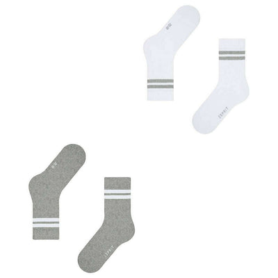Esprit Grey Tennis Stripe 2 Pack Socks