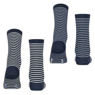 Esprit Navy Fine Line 2 Pack Socks