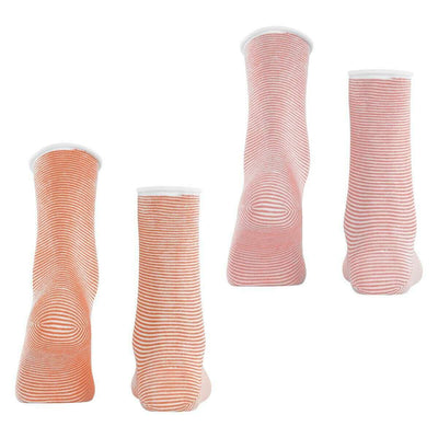 Esprit Orange Allover Stripe 2 Pack Socks