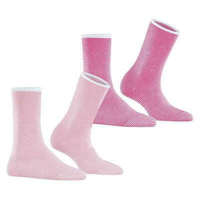 Esprit Pink Allover Stripe 2 Pack Socks