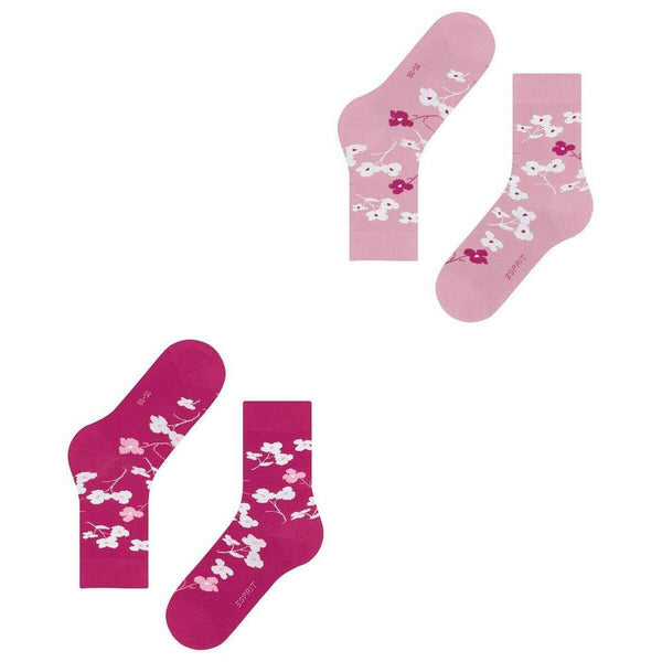 Esprit Pink Spring Flowers 2 Pack Socks