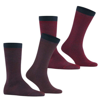 Esprit Red Allover Stripe 2 Pack Socks