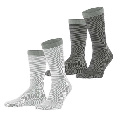 Esprit White Allover Stripe 2 Pack Socks