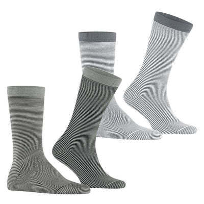 Esprit White Allover Stripe 2 Pack Socks