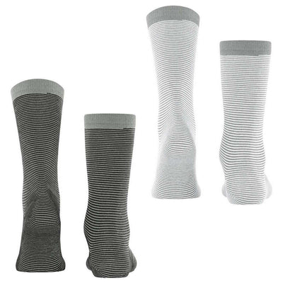 Esprit White Allover Stripe 2 Pack Socks