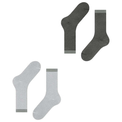 Esprit White Allover Stripe 2 Pack Socks