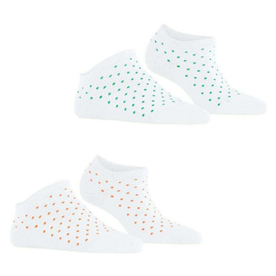 Esprit White Fine Dot 2 Pack Sneaker Socks