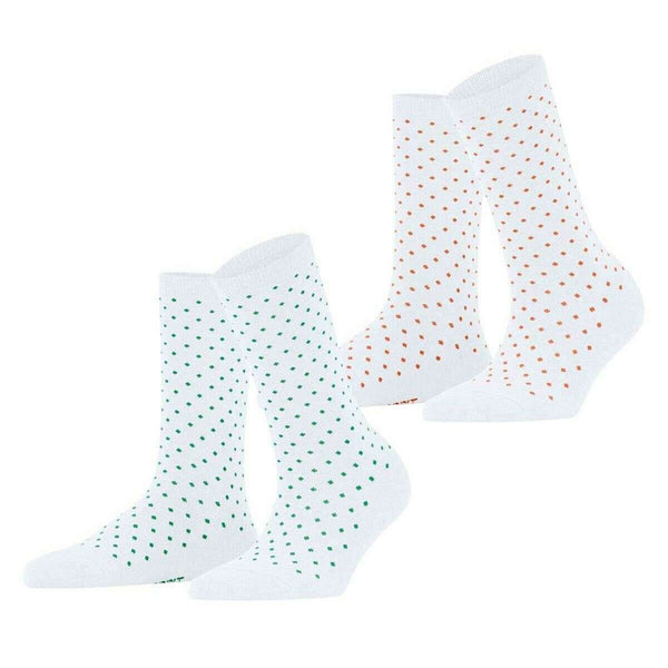 Esprit White Fine Dot 2 Pack Socks | The Socks Emporium