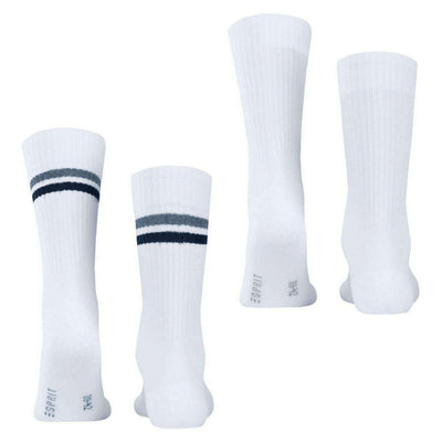 Esprit White Tennis Stripe 2 Pack Socks