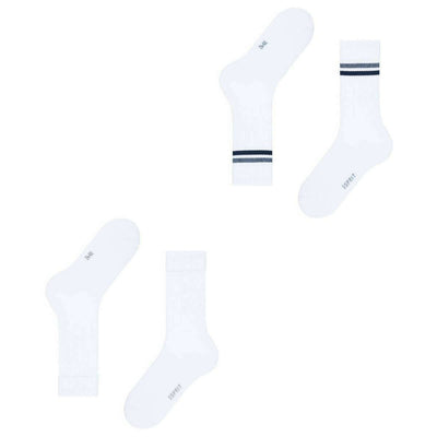 Esprit White Tennis Stripe 2 Pack Socks