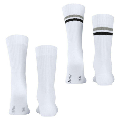 Esprit White Tennis Stripe 2 Pack Socks
