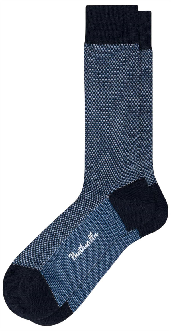 Pantherella Navy Blenheim 3-Colour Birdseye Merino Wool Socks