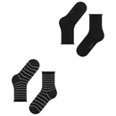 Falke Black Happy Stripe 2 Pack Socks