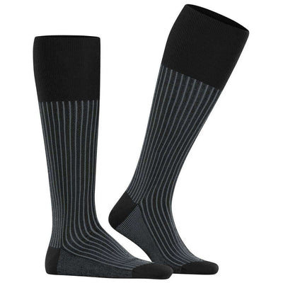 Falke Black Oxford Stripe Knee High Socks